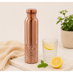 Bouteille d'eau en cuivre pur, design martelé, artisanale, ayurvédique, anti-fuite, pour yoga et gym, bon prix - Product Image 2