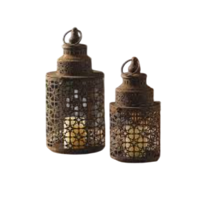 High Vintage Style Decorative Hanging <b>Lantern</b> Set Of 2 <b>Black</b> Meta <b>Lantern</b> For Indoor Outdoor Home Wedding Party Decoration - Product Image 5
