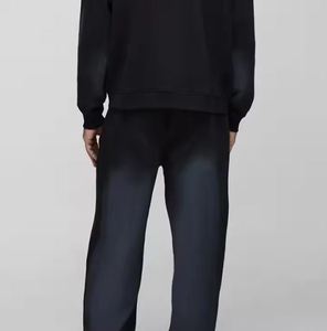 Conjunto de chándal de algodón 100% transpirable con lavado ácido, sudadera con capucha y cremallera, pantalones acampanados, estilo urbano, para correr, venta al por mayor - Product Image 3