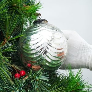 Wholesale Shiny Silver Glass Christmas <b>Ornament</b> Transparent Round Hanging Bauble Elegant Tree Decoration - Product Image 4