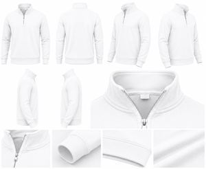 WARPRO INDUSTRY Pull en maille blanc uni pour homme, col montant, fermeture éclair 1/4, coupe classique, manches longues, hiver - Product Image 3