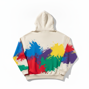 Sudadera con Capucha Estampada por Descarga, OEM ODM, Unisex, Hombro Caído, Oversize, Lisa, Efecto Tinta de Color Personalizado - Product Image 3