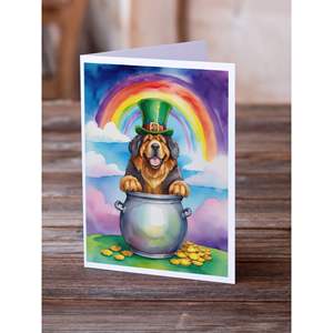 St Patrick's Day Tibetan Mastiff <b>Greeting</b> <b>Cards</b> Pack of 8 Whimsical A7 Size 5x7 Blank <b>Note</b> <b>Cards</b> with Envelopes - Product Image 2