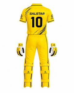 Uniforme de Cricket Amarillo, Elegante y Transpirable, para Mayor Comodidad, Uniforme de Cricket Personalizado al por Mayor con Logotipos de Patrocinadores del Equipo - Product Image 1