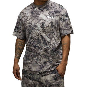 T-shirt Homme 100% Coton Épais, Épaules Tombantes, Imprimé Camouflage Intégral, Coupe Oversize, Streetwear, Personnalisable avec Logo, OEM - Product Image 3