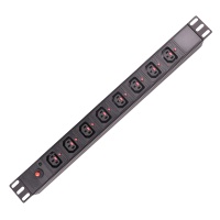 Unité de distribution d'alimentation verrouillable de 19 pouces IEC C13 C19 avec interrupteur, protection contre les surtensions, compteur de tension et de courant, rack de commutation PDU