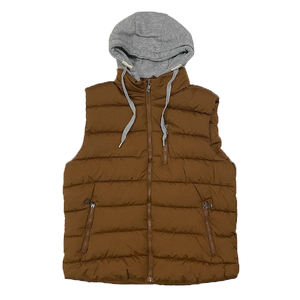 Gilet matelassé d'hiver pour homme OEM à capuche zippé sans manches, doudoune sans manches, gilet d'extérieur rembourré en duvet - Product Image 1