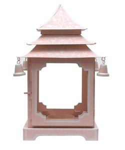 Farol Estilo Pagoda Rosa con Detalles de Campanas para Decoración del Hogar - Product Image 1