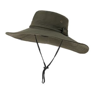 2026 Outdoor <b>Flat</b> Top Wide Brim Fisherman Bucket <b>Hat</b> Custom logo Fisherman Mesh Breathable Fishing <b>Hat</b> for Men Women - Product Image 3