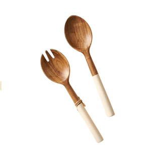 Venta al por mayor de utensilios ecológicos de madera para ensalada con logotipo personalizado, juego de cuchara y tenedor de madera hechos a mano para restaurante y hotel en oferta. - Product Image 3
