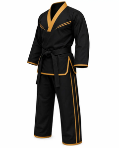 Kimono de judo noir pour homme avec bordure dorée, coupe classique, uniforme d'arts martiaux pour adulte, nouveau design, haute qualité, 100% coton, personnalisable - Product Image 3
