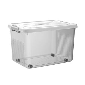 Heavy Duty Brass Storage <b>Bins</b> Locking Lids Clear Stackable Containers for <b>Bedroom</b>/Closet Organization Classic Design Food - Product Image 1