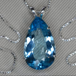 Colgante de topacio azul natural certificado en plata de ley, piedra de nacimiento de diciembre, joyería de gemas, regalo para ella, joyería fina elegante. - Product Image 1