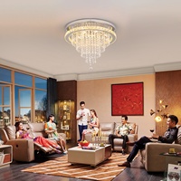 Plafonnier LED moderne à intensité variable en cristal, acier inoxydable, télécommande, argent, décoration de salon