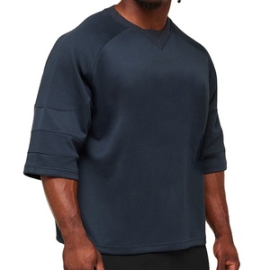 เสื้อยืดคอวีผ้าตาข่ายทรงหลวมสำหรับผู้ชาย ไซส์ใหญ่ 200 กรัม สีพื้น ผ้าฝ้าย แห้งเร็ว ระบายอากาศดี ลดราคาจากโรงงาน รับผลิตตามแบบ - Product Image 1