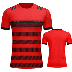 Camiseta de Fútbol para Hombre, Color Rojo y Negro, de Finlandia, Manga Corta, Estampada, Ligera, Transpirable, que Absorbe la Humedad, Uniforme de Entrenamiento - Product Image 1
