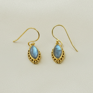 Pendientes de Labradorita Azul Fuego Natural, Plata de Ley 925, Chapados en Oro Rosa y Oro Amarillo, Hechos a Mano, Joyería Boho, Regalo - Product Image 5