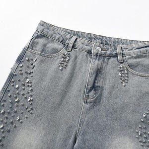 Vaqueros Baggy Rectos Personalizados de Estilo Urbano para Hombre, Vaqueros de Mezclilla de Algodón Oscuro Desgastado, Pantalones Vaqueros Vintage de Moda para Hombre - Product Image 3