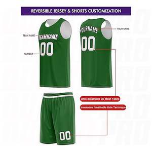 Uniforme de basket-ball sans manches vert et blanc respirant, personnalisé avec votre propre logo, vente en gros de maillots de basket-ball sans manches - Product Image 4