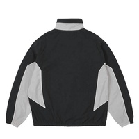 Jaket Sepak Bola Pria Model Retro Warna-Blok Custom Zip Up, Jaket Olahraga Ringan Tanpa Motif, Windbreaker Dengan Lapisan Jala