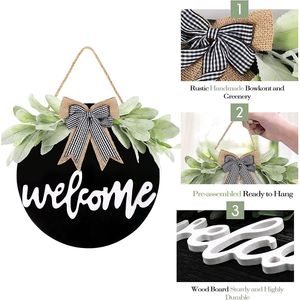 Welcome <b>Wreath</b> Sign Rustic Style Front <b>Door</b> Porch Decor for Spring Summer <b>Christmas</b> Decoration Indoor Outdoor Housewarming Gift - Product Image 4