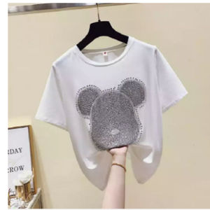 Women elegant rhinestone graphic <b>t</b> <b>shirts</b> fashionable <b>sparkly</b> shiny crystal embellished bling tops daily wear - Product Image 5