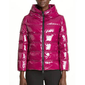 Veste matelassée pour femme, rose, col montant, manches longues, fermeture éclair, hiver, couleur unie, longueur normale, rembourrage en polyester, personnalisable - Product Image 2