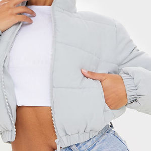 Custom <b>Women</b> Short Cropped Racer <b>Jacket</b> Premium Streetwear Zip Front Stand Eco-Friendly Waterproof Outerwear OEM ODM Wholesale - Product Image 2