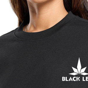 เสื้อยืดออกกำลังกายผู้หญิง Black Leaf ทรงหลวม คอกลม แขนสั้น ผ้าฝ้าย 100% ระบายอากาศได้ดี ซับเหงื่อ เหมาะสำหรับเล่นกีฬาและฟิตเนส - Product Image 3