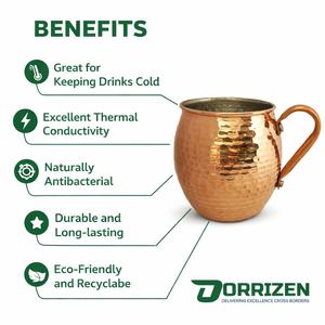 Tasses à Moscow Mule en cuivre pur tendance, 400 ml, anti-fuite, réutilisables, écologiques, compatibles lave-vaisselle, avec poignée, design personnalisable - Product Image 6