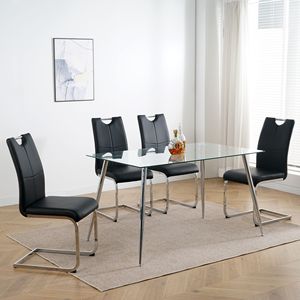 Sedie da Pranzo Moderne in Ecopelle con Gambe in Metallo Cromato, Sedia Imbottita per Soggiorno con Seduta Imbottita per Comfort e Stile - Product Image 1