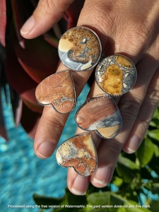 Anillos Bohemios al por Mayor de Plata de Ley 925 con Gema de Jaspe Maligano Original, en Forma de Corazón y Redonda para Mujer, Precio de Fábrica - Product Image 2