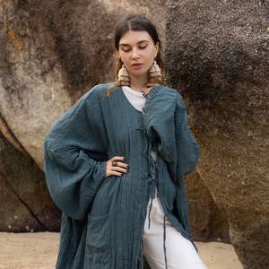 Prix d'usine, vente en gros, kimono 100% rayonne tie-dye, couverture de plage ample et confortable, veste d'été style bohème - Product Image 2