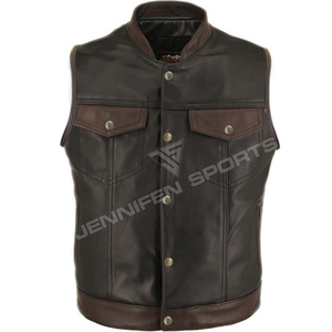 Chalecos de Motocicleta de Cuero Genuino Negro y Marrón para Hombre, Transpirables, de Moda, para Carreras, de Buena Calidad - Product Image 1