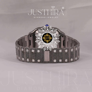 Reloj de Cuarzo Moissanite Rectangular Negro de Diseño, Analógico, VVS, Pasa el Test de Diamantes, Correa de Acero Inoxidable de Alta Calidad, Gran Venta - Product Image 5