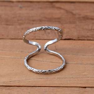 925 Sterling <b>Silver</b> Wheat Pattern Splint <b>Ring</b> <b>Adjustable</b> Luxury Unisex Arthritis Joint Support <b>Ring</b> - Product Image 1
