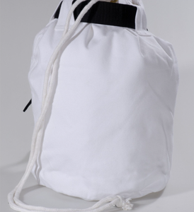 Sac de Jiu-Jitsu en coton tissé perlé blanc personnalisable avec ceinture noire et motif Kanji, capacité 50-70L, haute qualité - Product Image 4