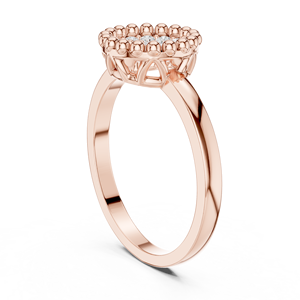 Anillo de compromiso con racimo de moissanita redonda y borde de cuentas en plata con acabado en oro rosa de 14K - Color D - Product Image 2