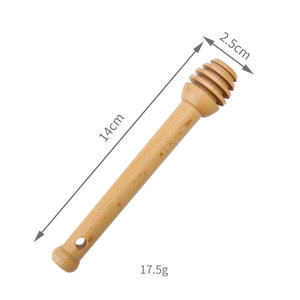 Bâtonnet à miel en bois naturel plaqué or rose, écologique et durable, avec long manche, pour pots de miel et cuisine - Product Image 2