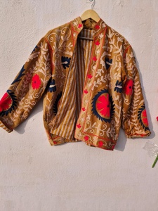 Handmade Suzani Velvet <b>Jacket</b> Embroidered Quilted Coat <b>Gothic</b> Winter Outerwear Women's Luxury Boutique Fashion Reversible - Product Image 6