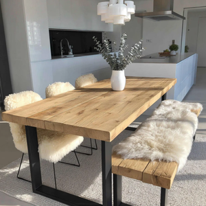 Table à manger ovale industrielle en bois de manguier massif, hauteur réglable, moderne, pour la maison, le bureau, la chambre, la salle de sport, la salle de bain, le restaurant - Product Image 3