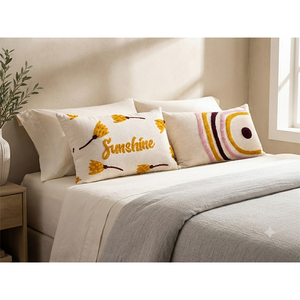 Premium Cotton Slub Embroidered Cushion <b>Cover</b> | Decorative <b>Throw</b> Pillow <b>Cover</b> for <b>Sofa</b>, Living Room & Home Decor - Product Image 1