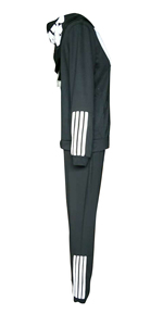 Ensemble sweat à capuche gris tricoté pour femme, manches longues, rayures latérales, tenue décontractée d'hiver, short de couleur unie, respirant - Product Image 2