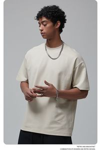 T-shirt vierge à épaules tombantes, coupe courte, haute qualité, logo personnalisé, délavage acide, couleur unie, coupe classique, polyester/coton, homme - Product Image 2