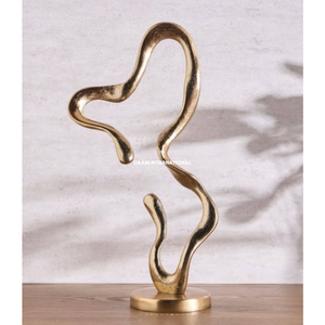 Escultura de caballo geométrica de metal dorado antiguo sobre base, figura decorativa de animal de lujo para mesa. - Product Image 5