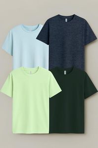 เสื้อยืดผ้าฝ้ายแท้สำหรับผู้ชายเสื้อยืดธรรมดาน้ำหนักมากผ้าถักแบบพอดีตัวปกติ - Product Image 3