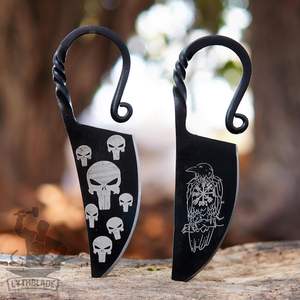 Par de Cuchillos Vikingos Forjados a Mano con Hoja de Acero de Alto Carbono, Cuchillos Celticos de Estilo Nórdico con Diseño de Cuervo de Odín, Collar con Mango de Acero - Product Image 4