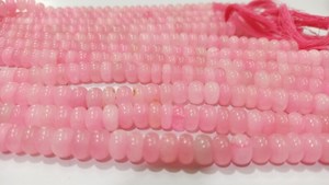 Perles de pierres précieuses en calcédoine rose naturelle, forme ronde, lisses, 8 mm, vendues par brin de 8 pouces de long - Product Image 3