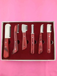 Premium Professional <b>Stripping</b> Knives Set German Stainless Steel Blades with Wooden Handles for Pet Grooming Tools By Tegra - Product Image 2