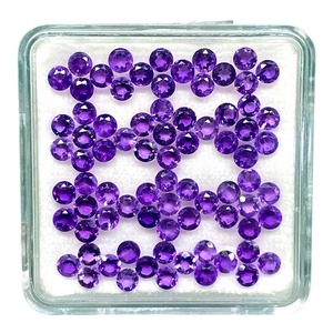 Ametista natural de 3 mm, corte redondo, color púrpura intenso, piedras preciosas sueltas sin tratar, precio al por mayor, lote de piedras preciosas a granel para la fabricación de joyas - Product Image 1